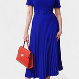 Seliora Dress Midi of Work with Belt and Pleated
