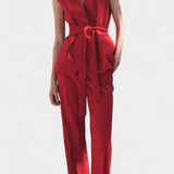 Carlen Set Classic of Vest with Cinturón and Wide-Leg Trousers