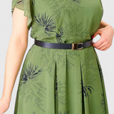 Lupita Dress Midi of Chiffon Green with Cut in A