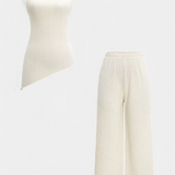 Pilarica Pleated Set with Top Asymmetric Halter and Trousers Flowy