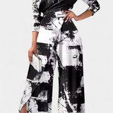 Brina Jumpsuit Long Tie Dye with Off-Shoulder and wide-leg with Slit