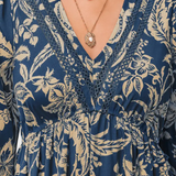 Lunetta Dress Maxi Bohemio Printed Floral and Sleeves Farol