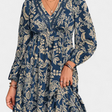 Lunetta Dress Maxi Bohemio Printed Floral and Sleeves Farol
