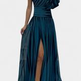 Bethania Dress Maxi Elegant of Stripes with a Solo Shoulder