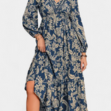 Lunetta Dress Maxi Bohemio Printed Floral and Sleeves Farol