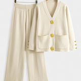 Aireen Set of Punto with Cárdigan and Wide-Leg Trousers