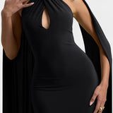 Faffienia Dress Maxi with halter neckline and Cut in Shape of Llave
