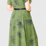 Lupita Dress Midi of Chiffon Green with Cut in A