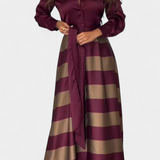 Nessia Dress Shirt Long a Stripes with Belt