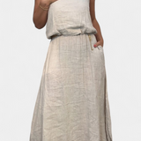 Meliora Set in Linen and Cotton with Vest Sleeveless and Skirt