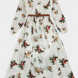 Amanda Dress Maxi Floral with V-Neck and long sleeves