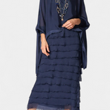 Rosaria Dress Midi with Ruffles and Bordes Deshilachados