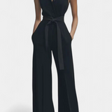 Ariella Jumpsuit Casual Wide-Leg with Lapel and High-Waisted