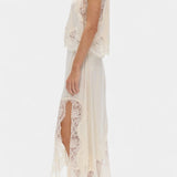 Coralena Skirt Set Midi with Lace with Hem Asymmetric