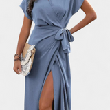Begoña Dress Cruzado with Cinturón and Slit Subtle