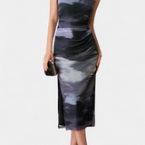 Helaia Dress Long with Slit and Print Digital
