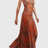 Silvina Set Retro of Mesh Printed Wave and Cut Flowy