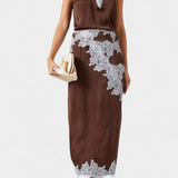 Elvira Set with a Top and Skirt with Paneles with Lace in Contrast