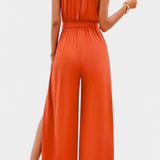 Nyree Jumpsuit Asymmetric with Cut-Out and Sleeve Tie