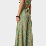 Leandra Jumpsuit Flowy Wrap Printed Floral Green
