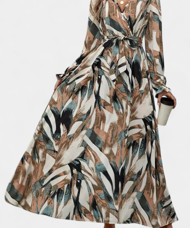 Basel Dress Long of Long-Sleeve with V-neckline