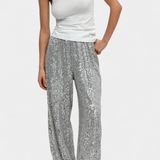 Elva Trousers of Lentejuelas of High-Waisted and Cut Holgado