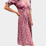 Lizzie Dress Midi Polka-Dot with V-neckline Profundo