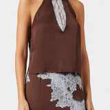 Elvira Set with a Top and Skirt with Paneles with Lace in Contrast