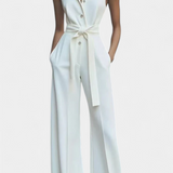 Ariella Jumpsuit Casual Wide-Leg with Lapel and High-Waisted