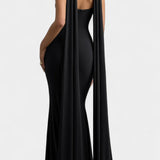 Faffienia Dress Maxi with halter neckline and Cut in Shape of Llave