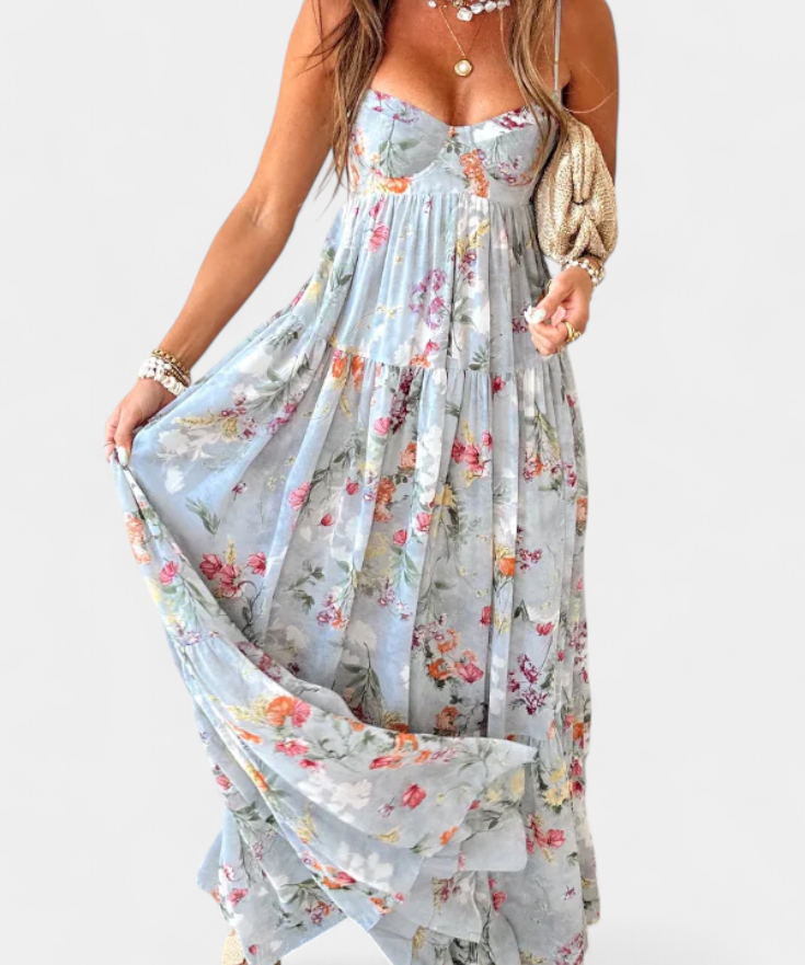 Neha Dress Floral with Espalda Abierta and Straps Finos