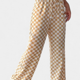 Hilaria Wide-Leg Trousers Printed a Checks