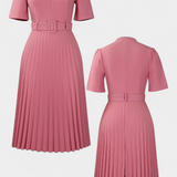 Seliora Dress Midi of Work with Belt and Pleated