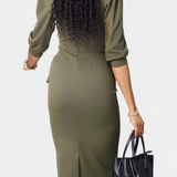 Reanna Dress Midi Fitted with Puff Sleeves