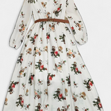Amanda Dress Maxi Floral with V-Neck and long sleeves