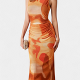 Helaia Dress Long with Slit and Print Digital