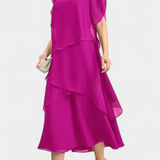 Cornelia Dress Asymmetric of Chiffon with Silhouette Flotante