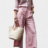 Sabina Set Pink of Shirt loose and Trousers Capri