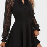 Jasella Dress Mini with Lace Floral with long sleeves