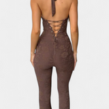 Kendra Jumpsuit Halter with Lace with Back Adjustable