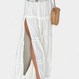Dola Skirt Maxi Boho with Lace and Front Slit