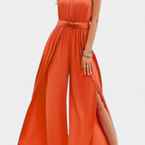 Nyree Jumpsuit Asymmetric with Cut-Out and Sleeve Tie