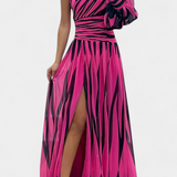 Bethania Dress Maxi Elegant of Stripes with a Solo Shoulder