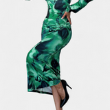 Ashlyn Dress Long Printed Degradado and V-Neck