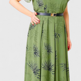 Lupita Dress Midi of Chiffon Green with Cut in A