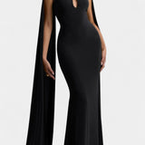 Faffienia Dress Maxi with halter neckline and Cut in Shape of Llave