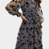 Iolanda Dress Maxi with Lace Floral with Sleeves of Linterna