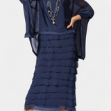 Rosaria Dress Midi with Ruffles and Bordes Deshilachados