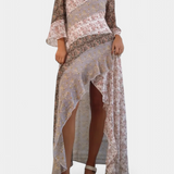 Ruth Dress Long Floral with Sleeves 3/4 and Paneles ruffles