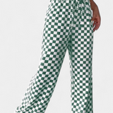 Hilaria Wide-Leg Trousers Printed a Checks